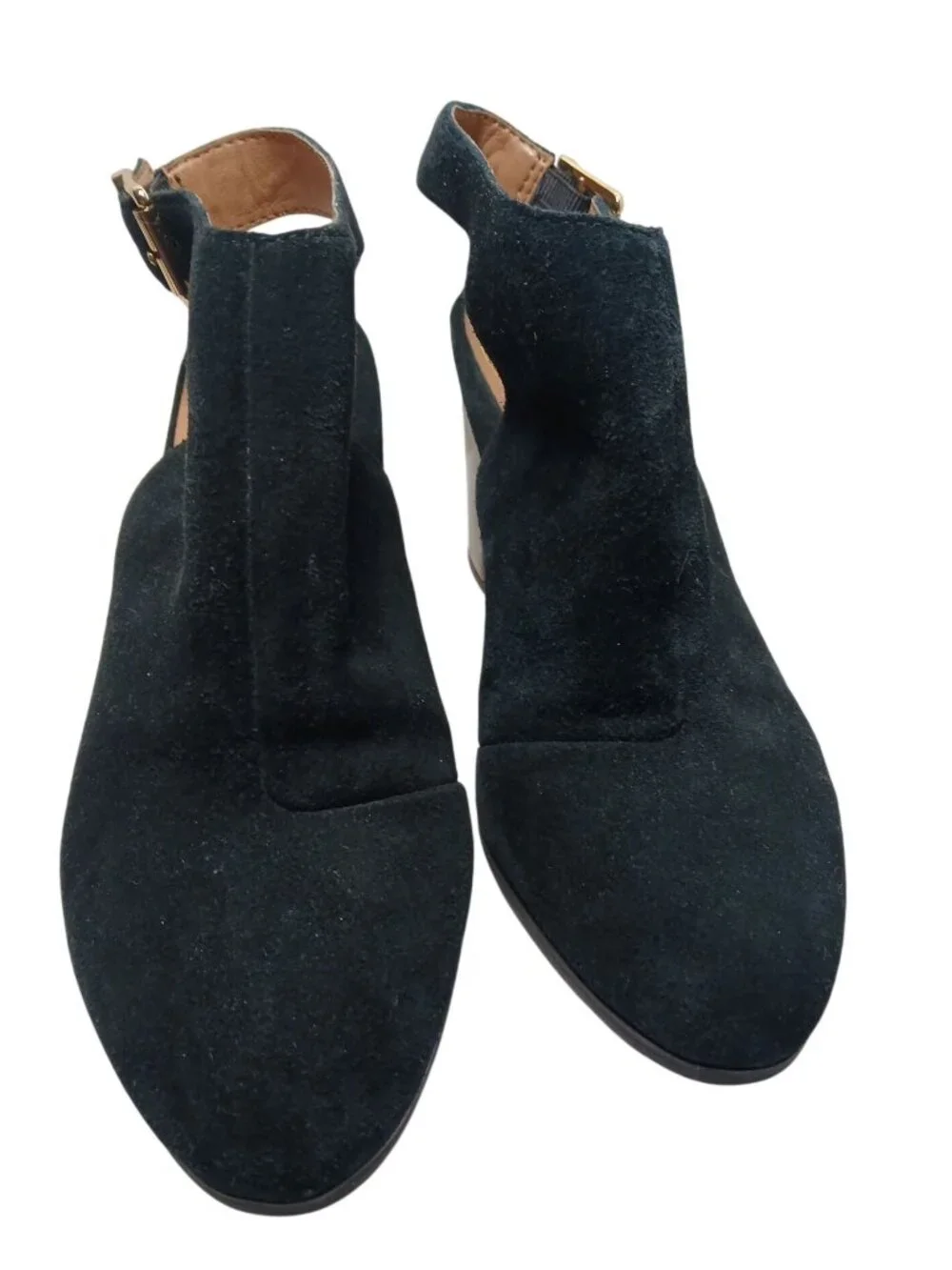 Vionic Lacey Black Suede Heels Shoes Size 7.5 Tortoise Block Heel Shooties Comfy